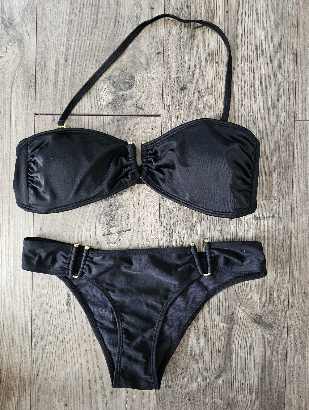 Black Strapless Bikini Set
